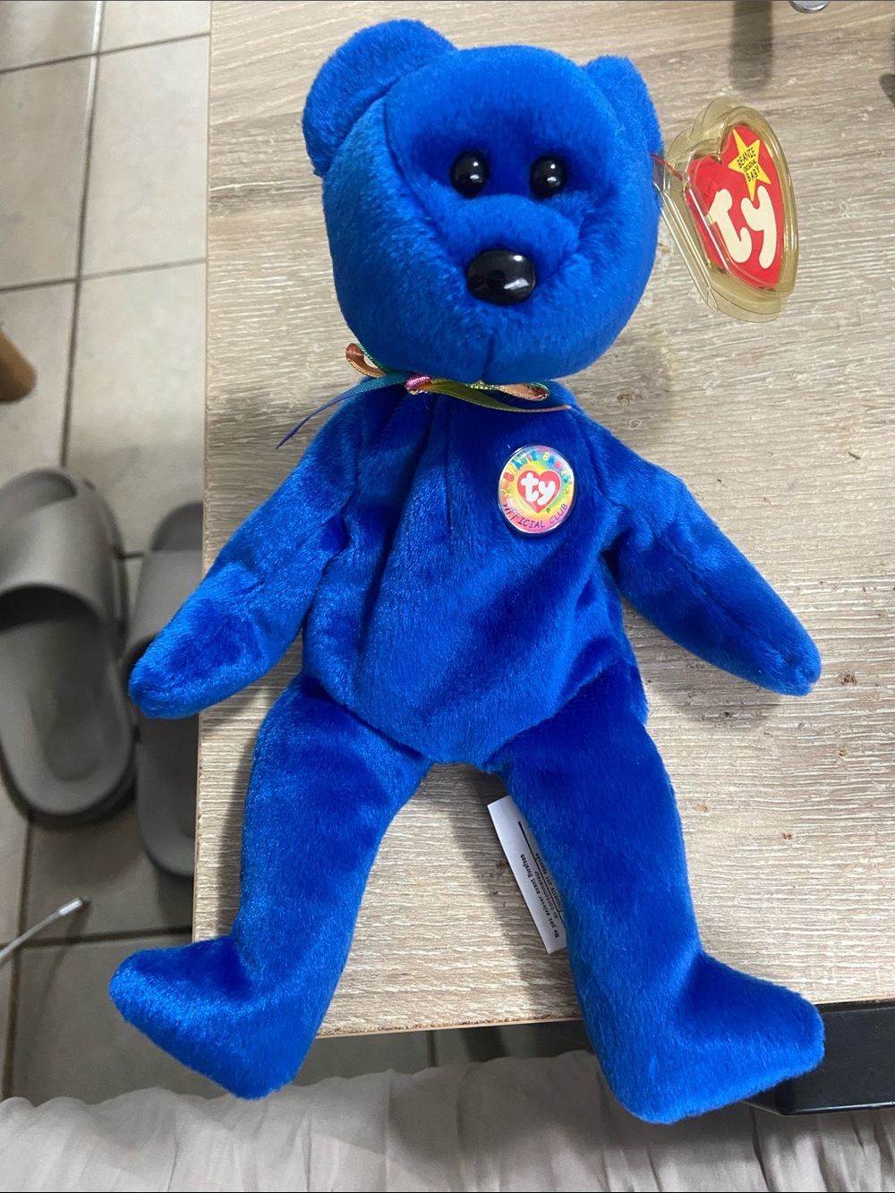 Ty Beanie Babies Clubby Blue Bear Plush with Club Pin, 1998 Vintage